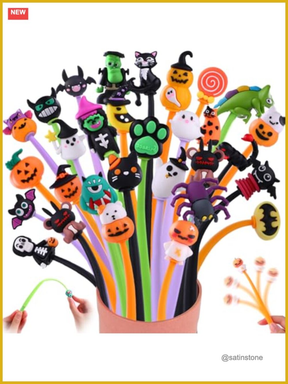 Set of 30 Halloween Bobblehead Pens - Fun Squishy Stress Relief Writing Pens